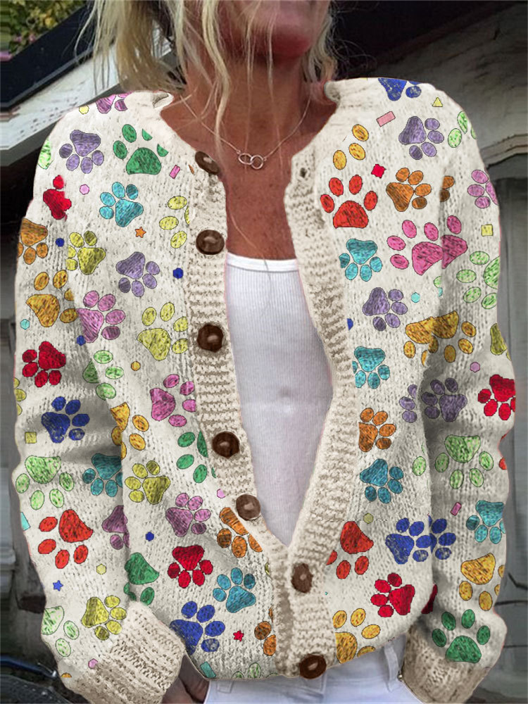 Women's Daisy Maple Leaf Floral Print Button Cardigan