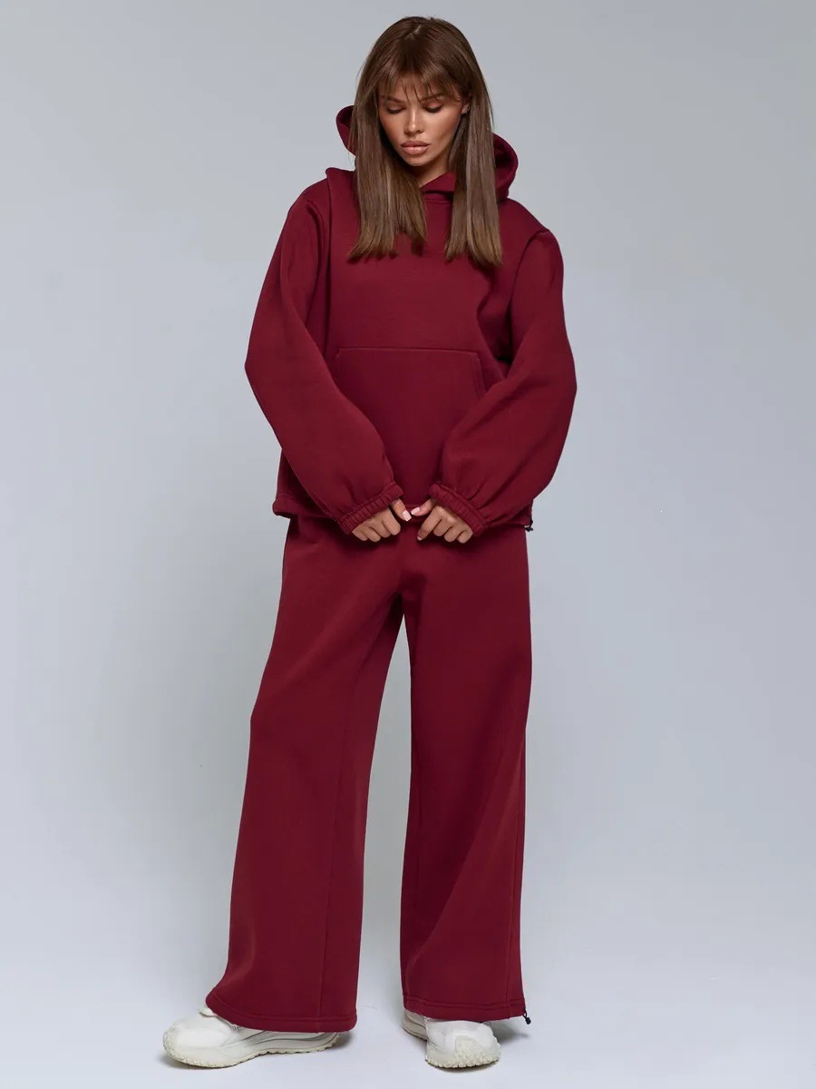 Women's 2-Piece Hooded Sweatsuit Set with Pockets