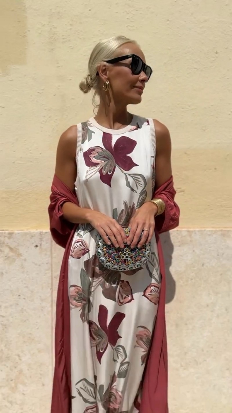 Elegant Two-Piece Midi Dress Set with Cape, Round Neck Tank, A-Line