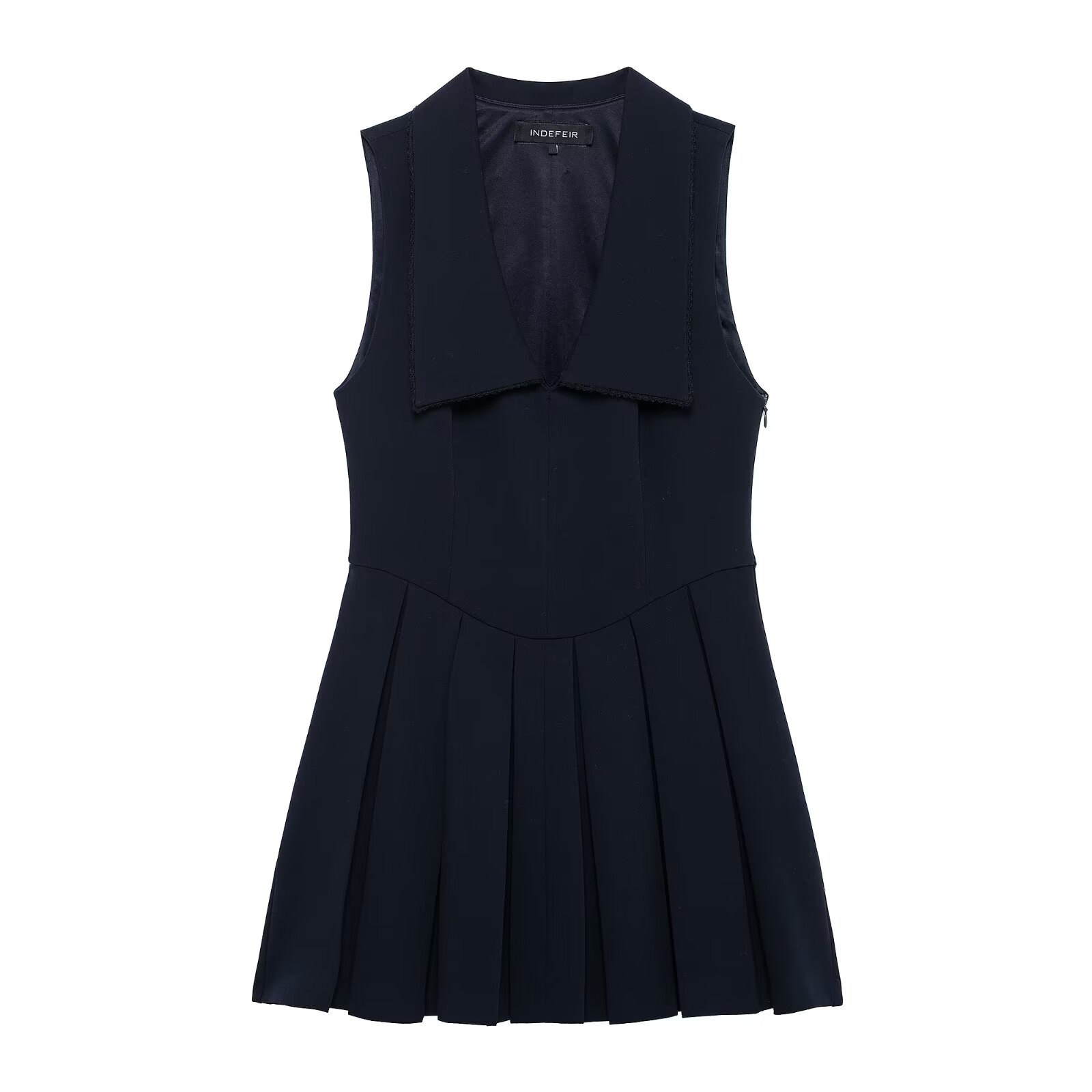 Women's V-Neck Sleeveless Pleated Midi Dress