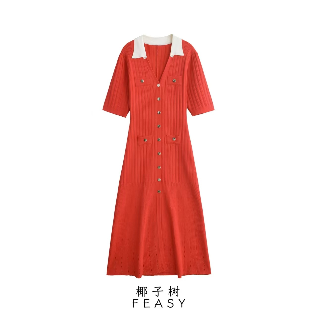 Women's Hollow-Out Knit Short-Sleeve Bodycon Dress