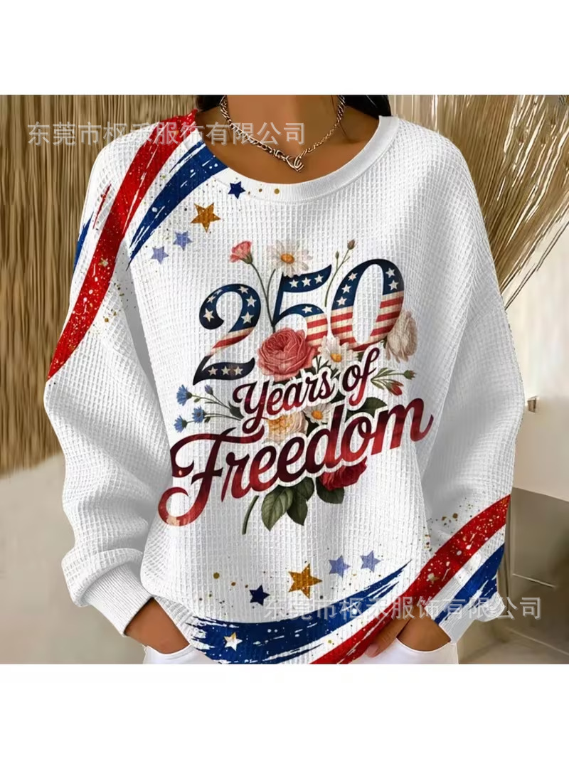 Women's American Flag Bow Anniversary Print Sweatshirt