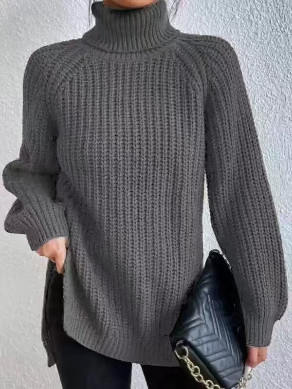 Women's Turtleneck Midi Sweater Soft French Style Pullover
