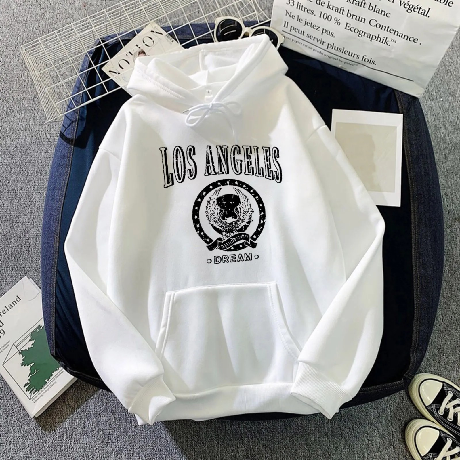 Women's Los Angeles Print Hoodie Long Sleeve Pullover