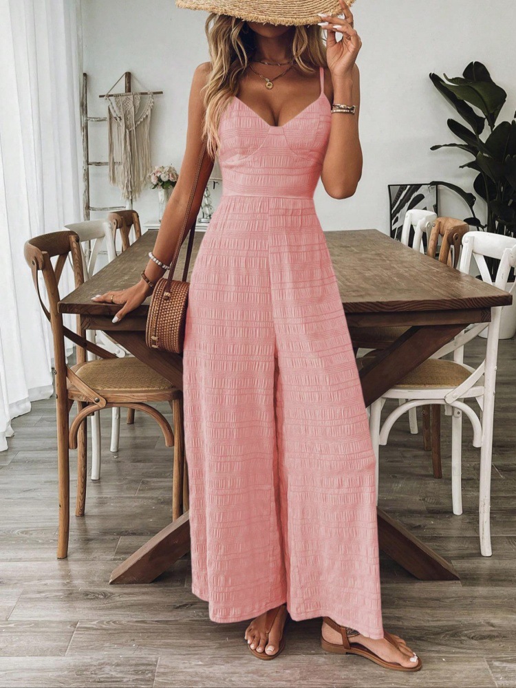 Women's Sleeveless Wide-Leg Jumpsuit with Spaghetti Straps