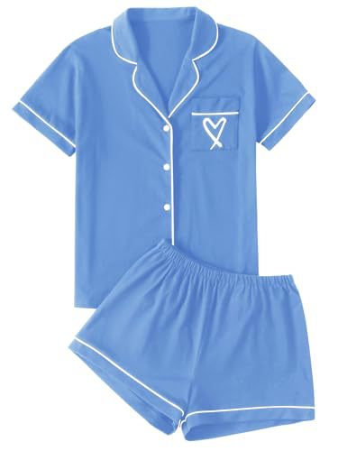 Cuban Collar Heart Hamster Elephant Print Women's Short Sleeve Set