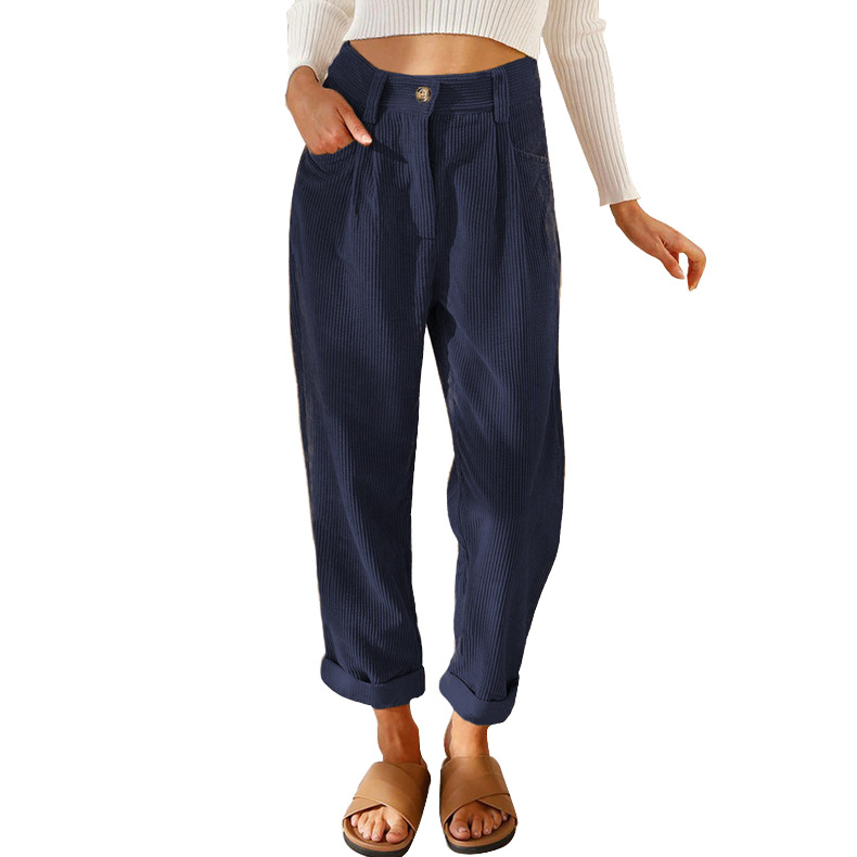 Corduroy Women's Cropped Pencil Pants Casual Commuter Style