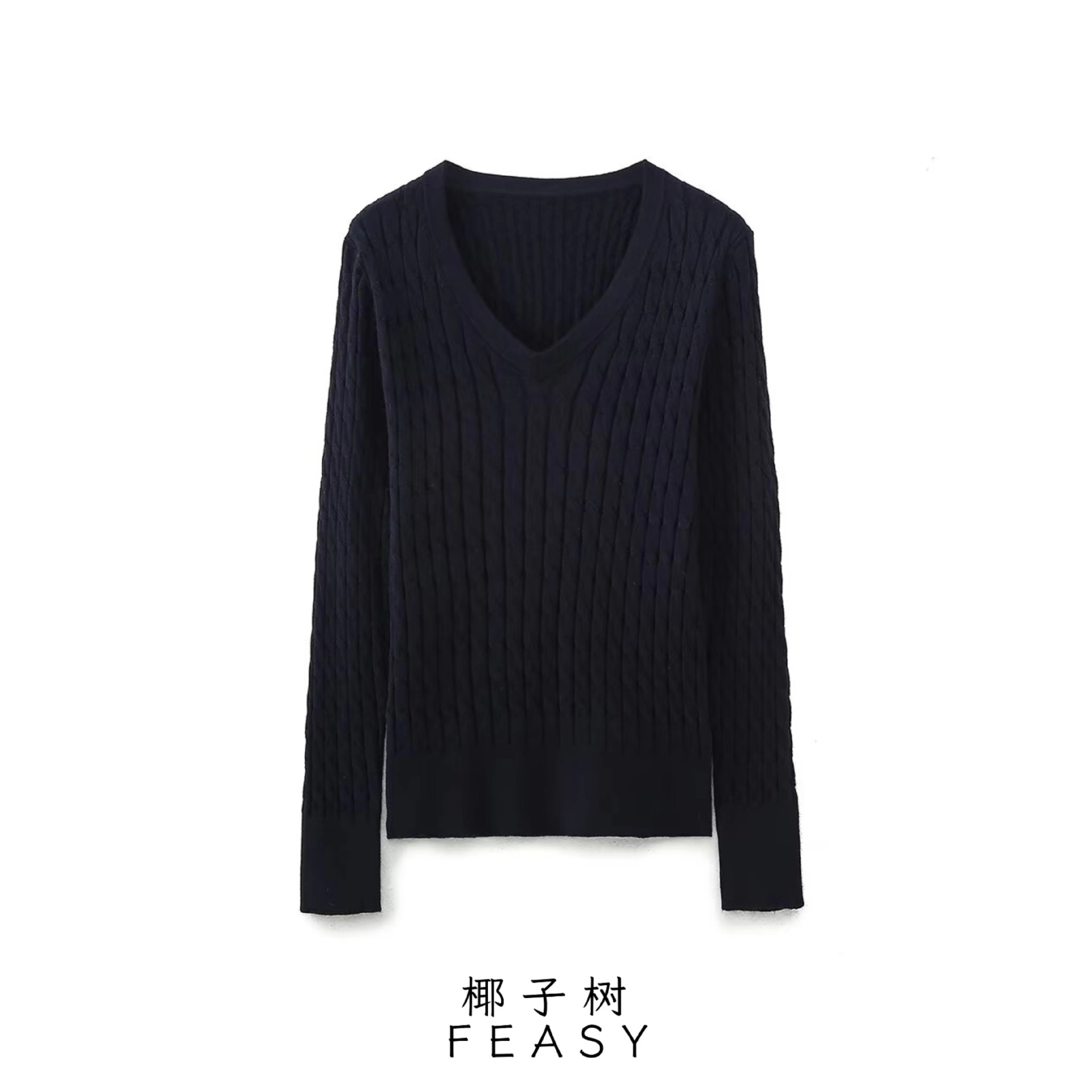 Women's V-Neck Cable Knit Sweater