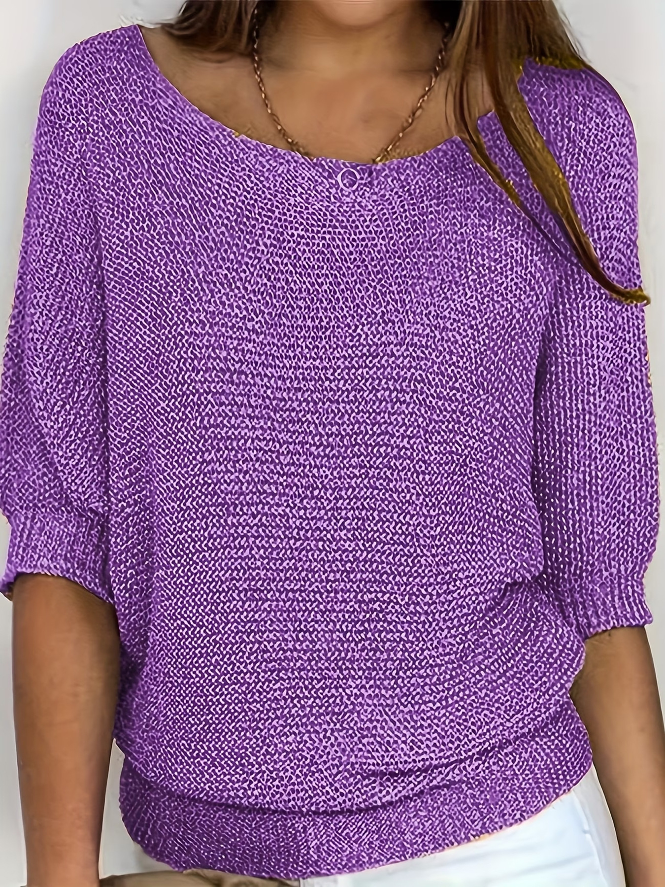 Women's Solid Boat Neck Knit Top Half Sleeve Loose Fit