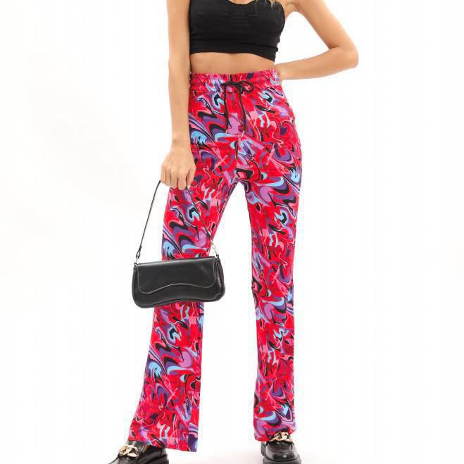 High-Waist Floral Print Flare Pants