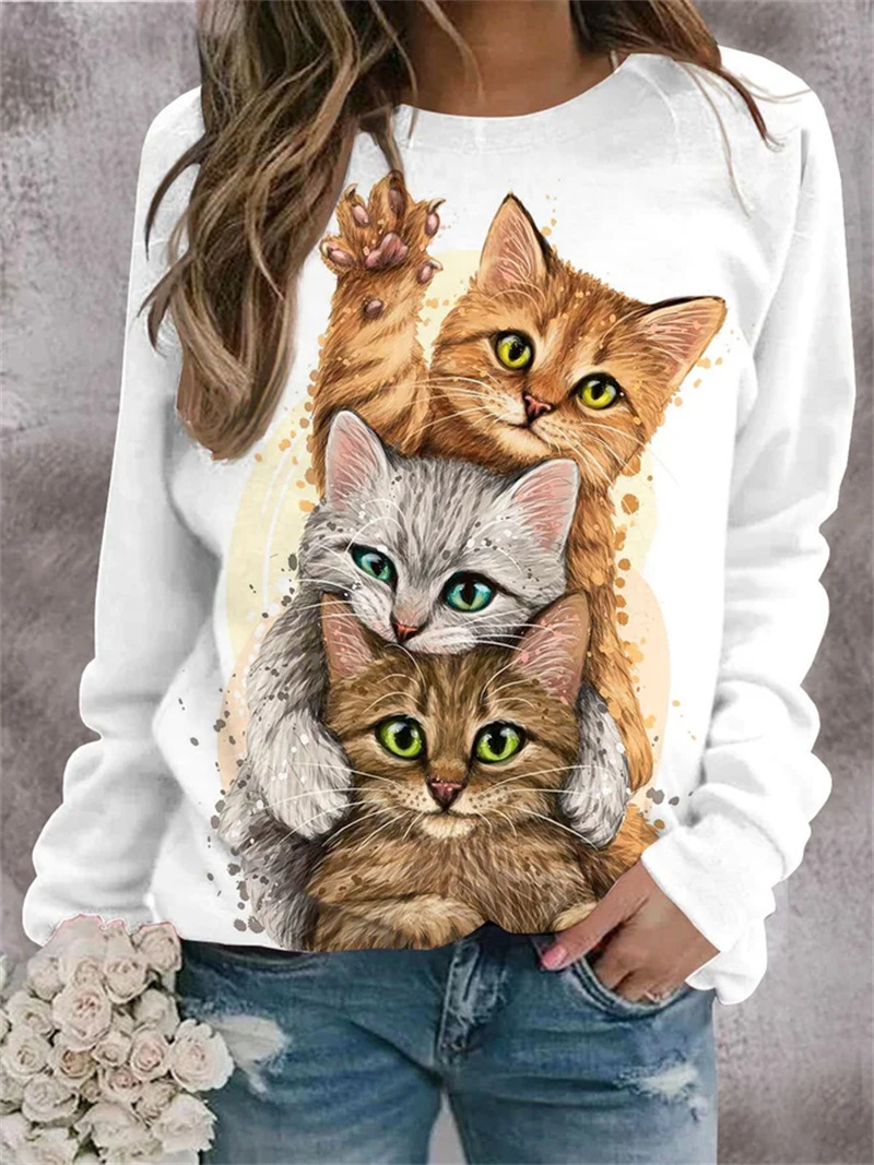 Animal Print Long-Sleeve Crewneck Sweatshirt