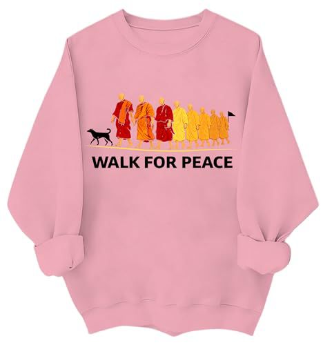 Women's Light and Peace Walking Print Crewneck Sweatshirt