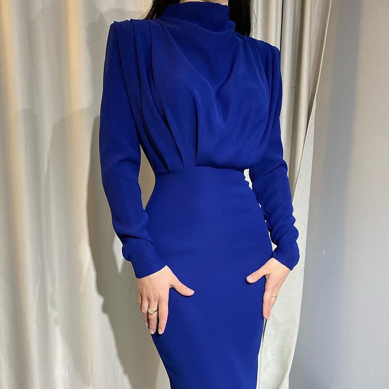 Women's Solid Color Long Sleeve High Waist Bodycon Dress