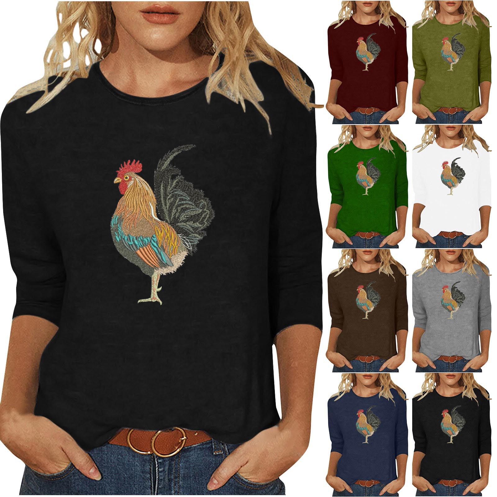 Women's Christmas 3D Print T-Shirt Round Neck Loose Fit
