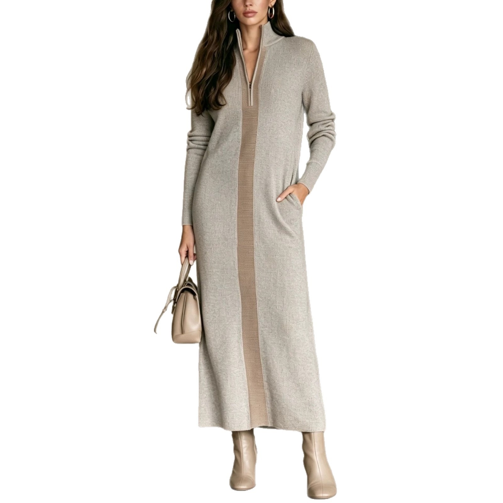 Women's Half-Zip Long-Sleeve Slim Fit Commuter Dress