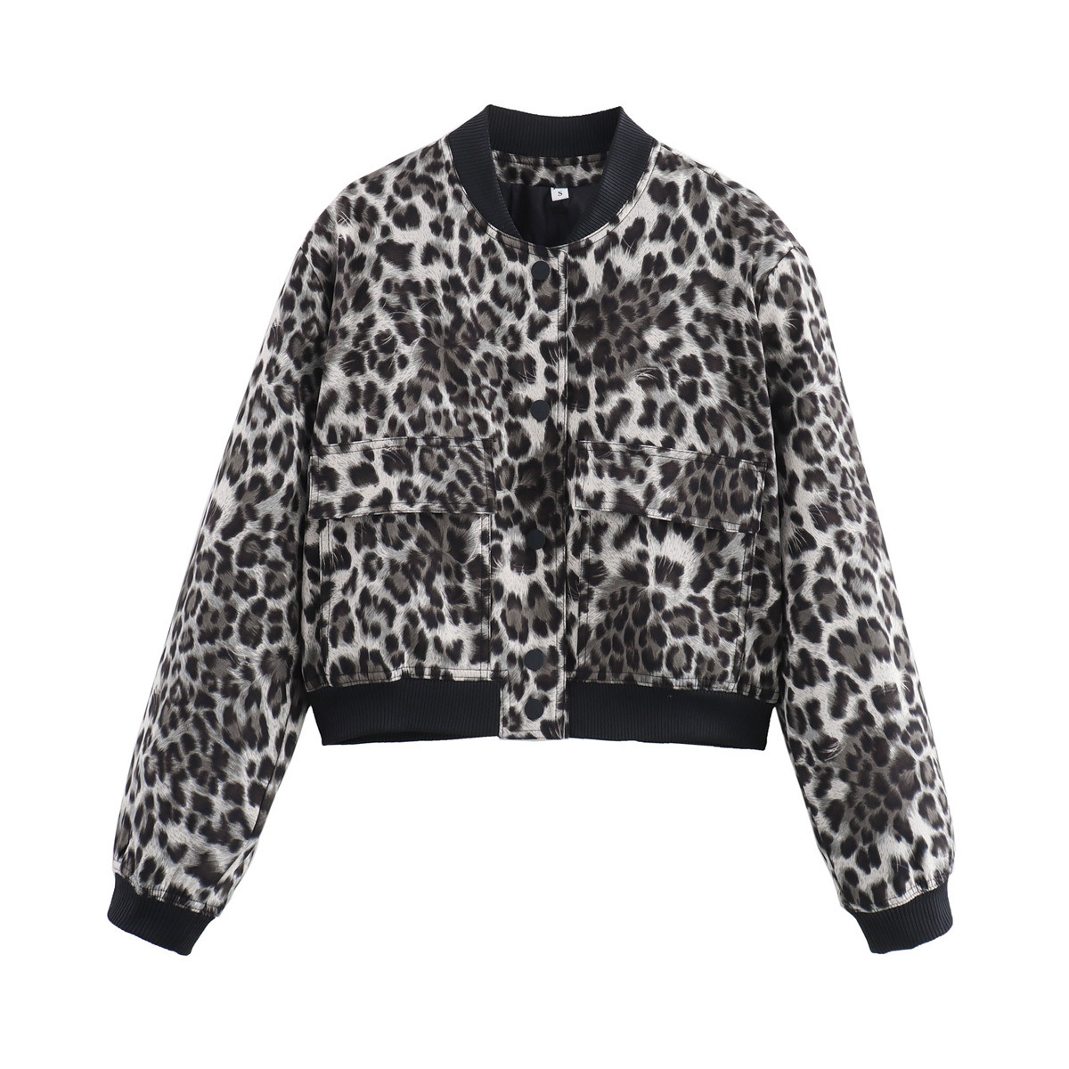 Women's Stand Collar Big Pocket Jacket Short Oversized