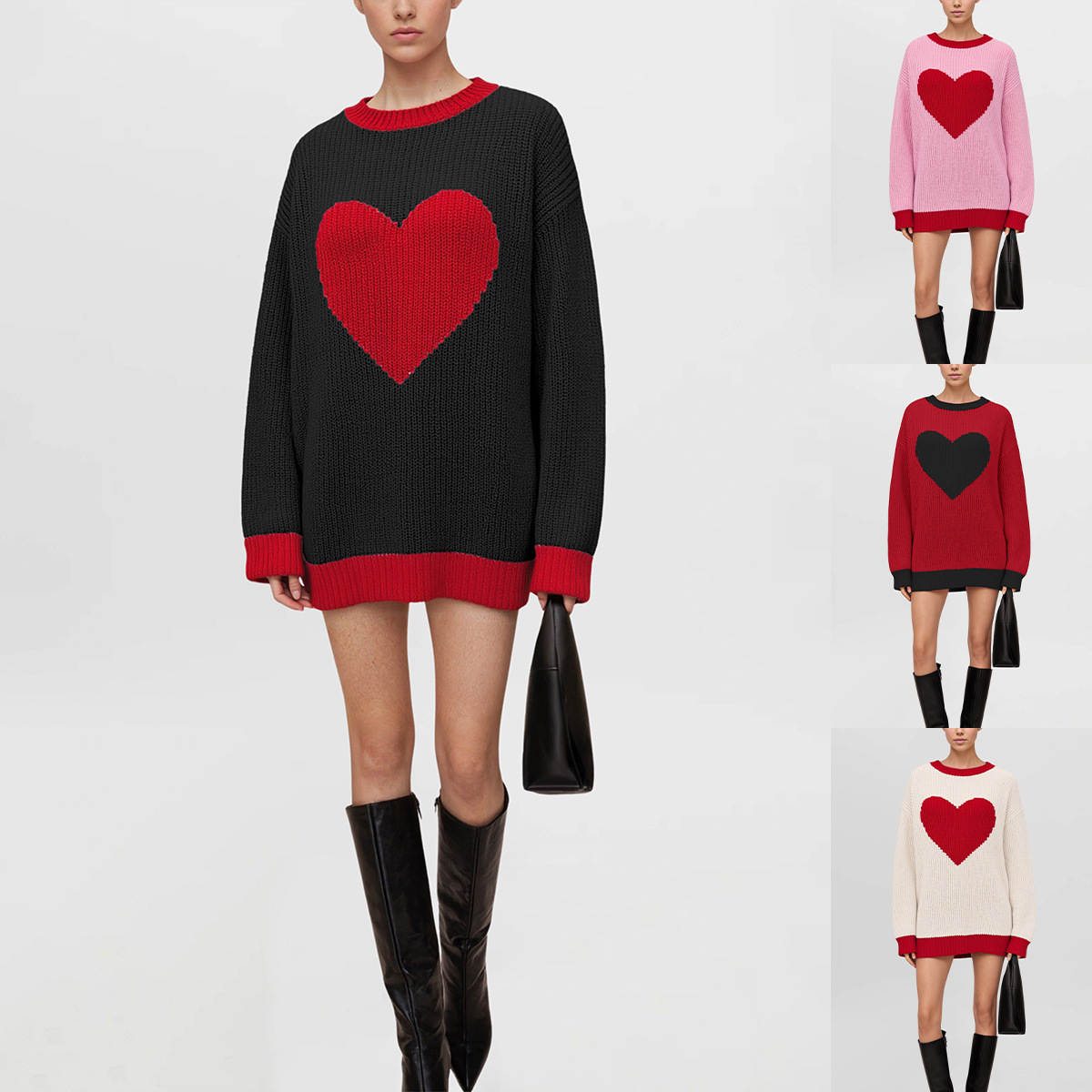 Heart Jacquard Pullover Sweater
