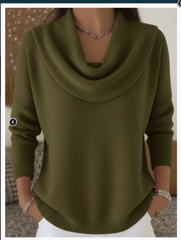 Women's Solid Color Knit Long-Sleeve Pullover Sweater