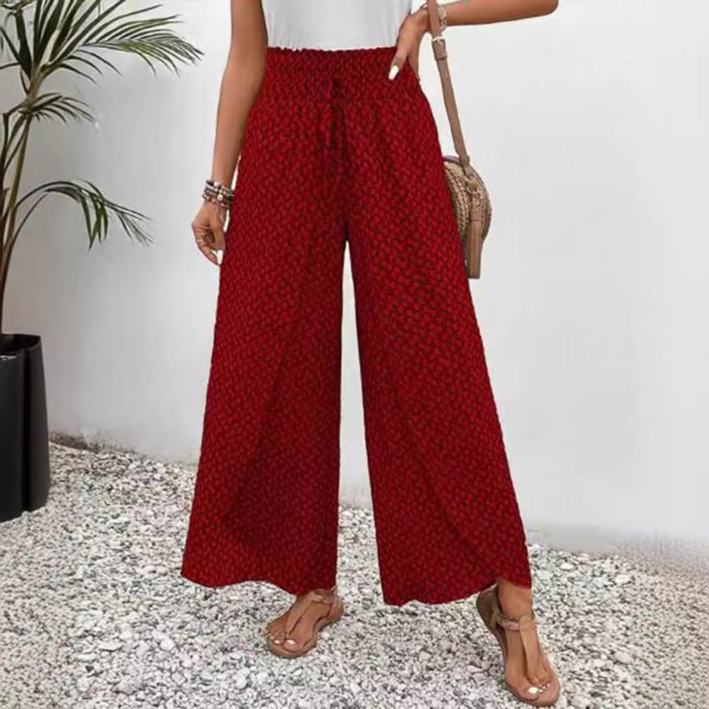 Women's Boho Wide-Leg Pants High Waist Loose Fit