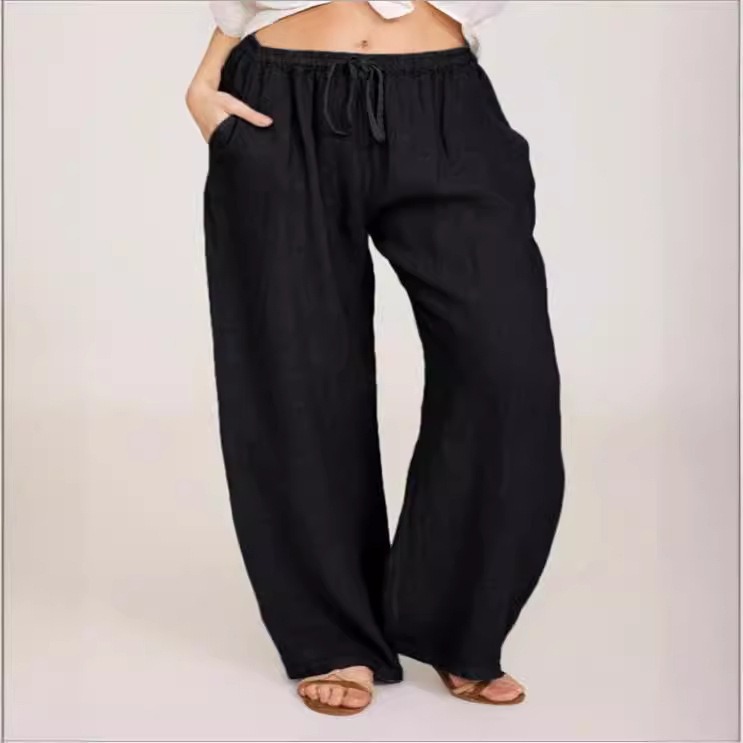 Women's Casual Loose Drawstring Wide-Leg Pants