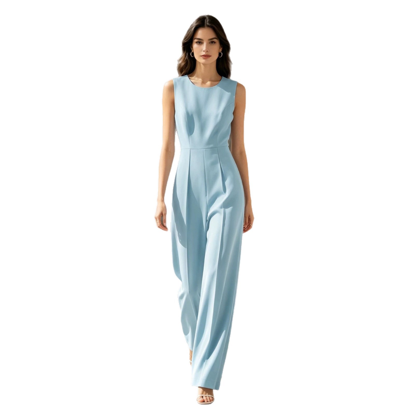 Sleeveless Wide-Leg Jumpsuit with Cinched Waist