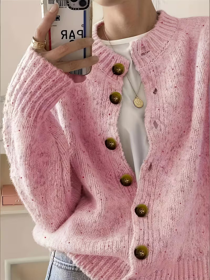 Women's Single-Breasted Knit Cardigan Short Sweater Jacket