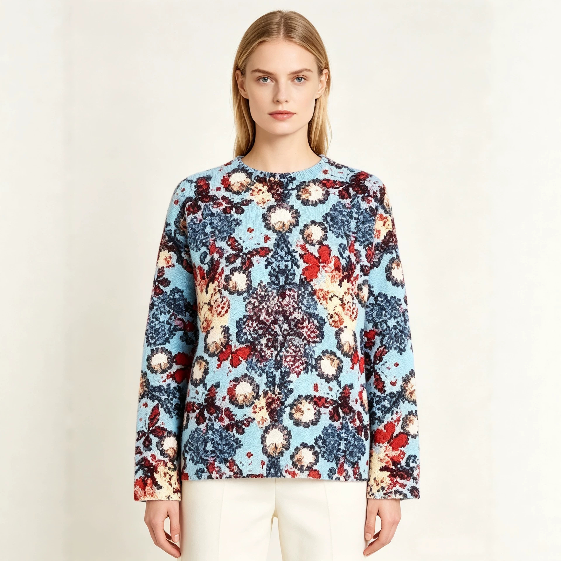 3D Christmas Print Crewneck Knit Sweater
