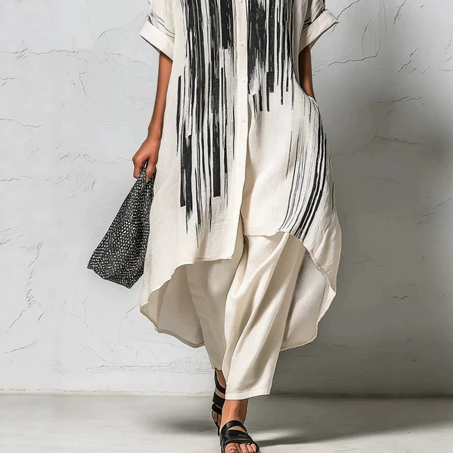Women's Printed Wide-Leg Pants Two-Piece Set Casual Streetwear