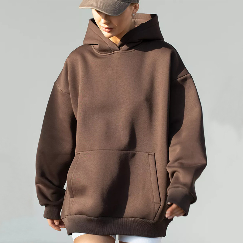 Women's Long-Sleeve Hooded Pullover Sweatshirt Loose Casual Top