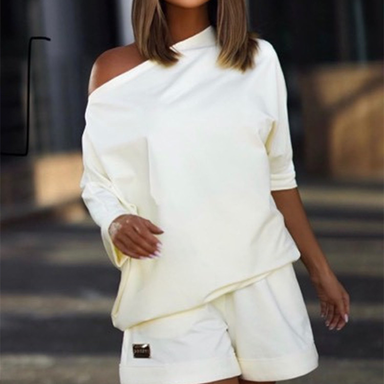 Women's Off-Shoulder Loose Two-Piece Hoodie and Pants Set