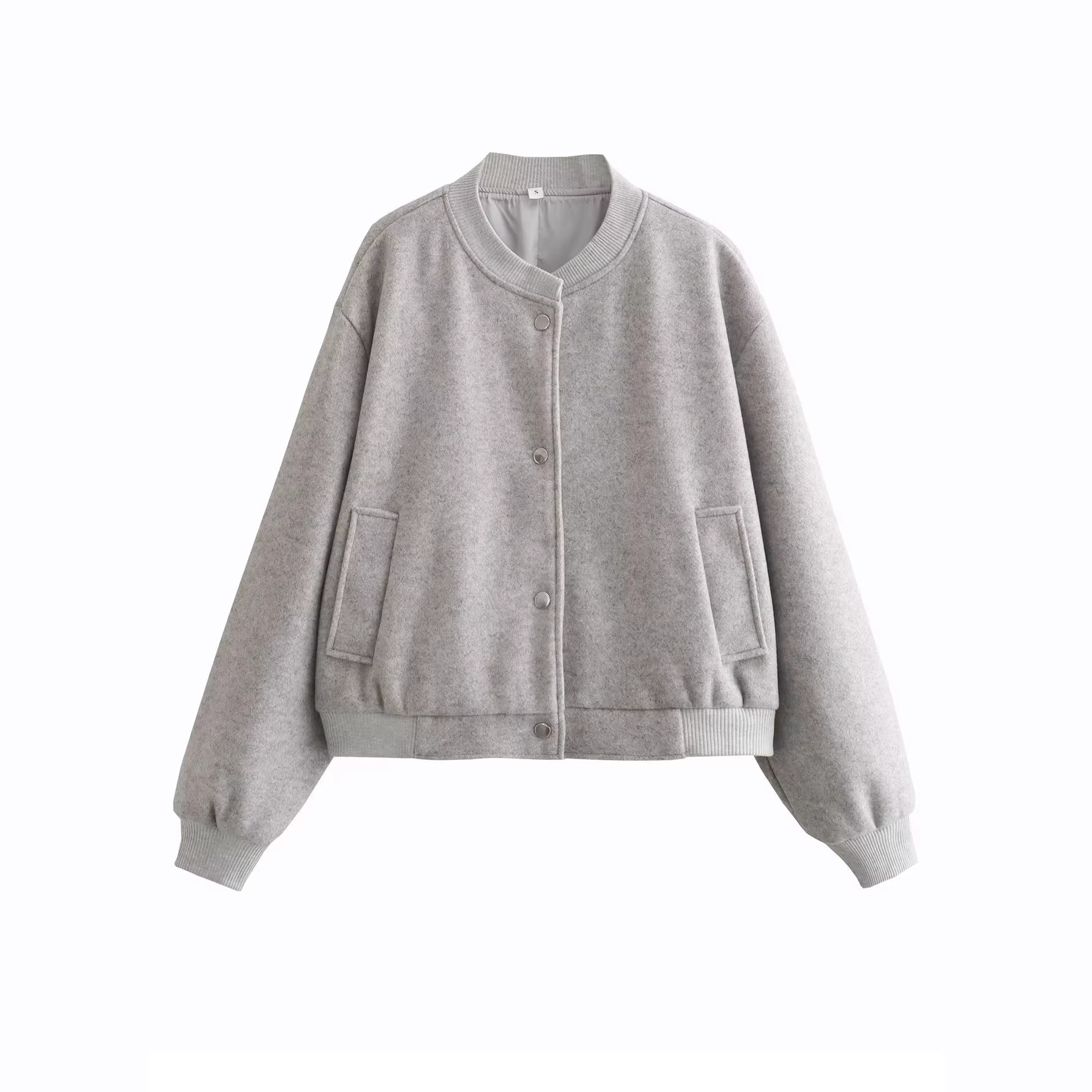 Women's Soft Short Bomber Jacket Long Sleeve Lined