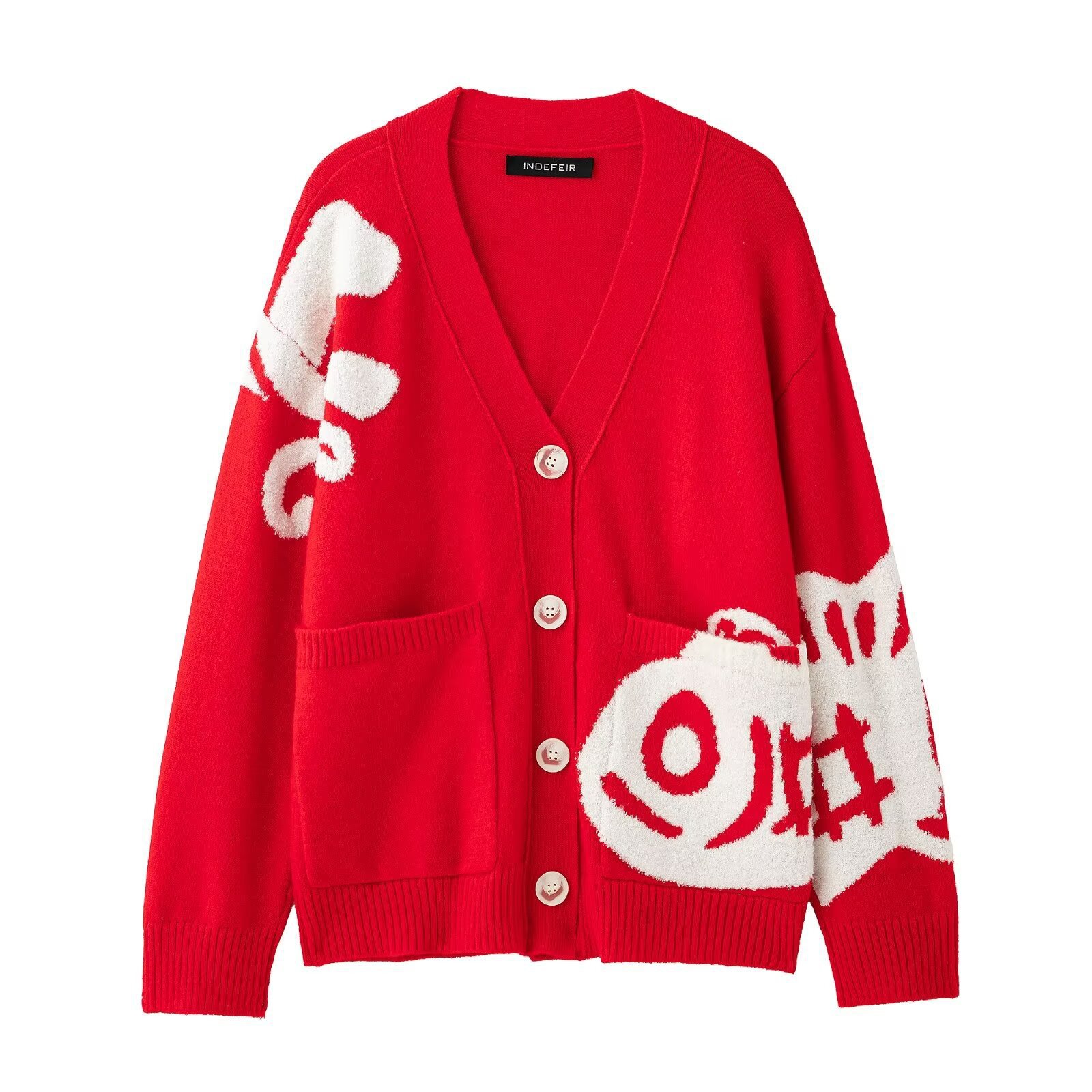 Women's Jacquard Knit Cardigan with Pockets