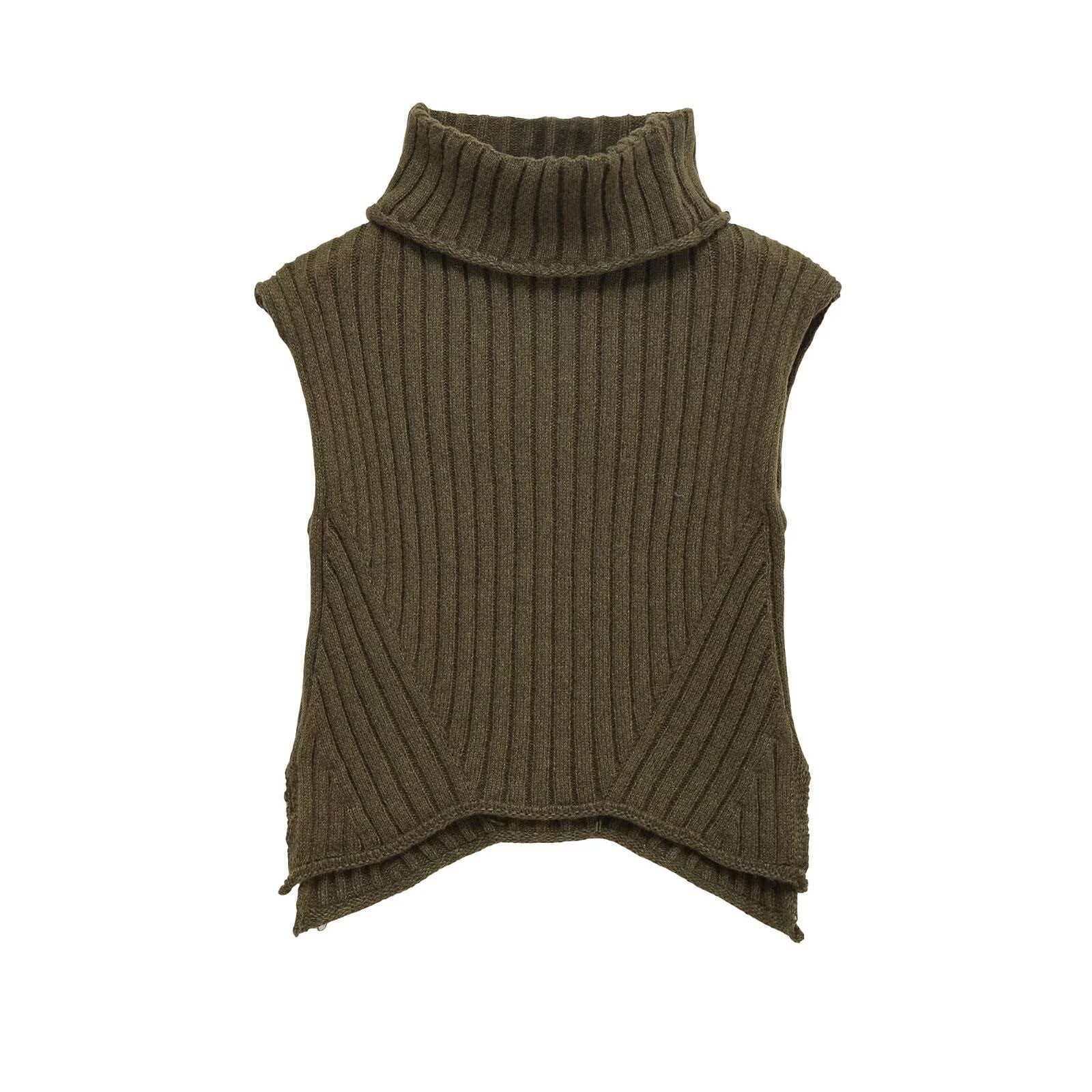 Olive Green High-Neck Knit Top