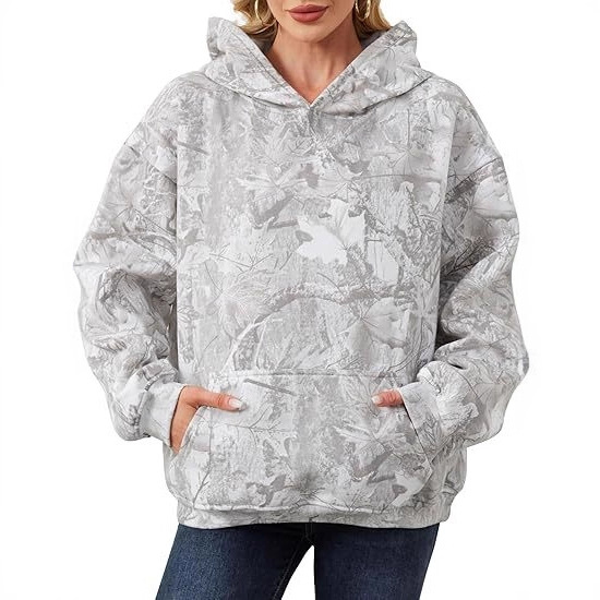 Women's Printed Hooded Pullover Sweatshirt with Pockets