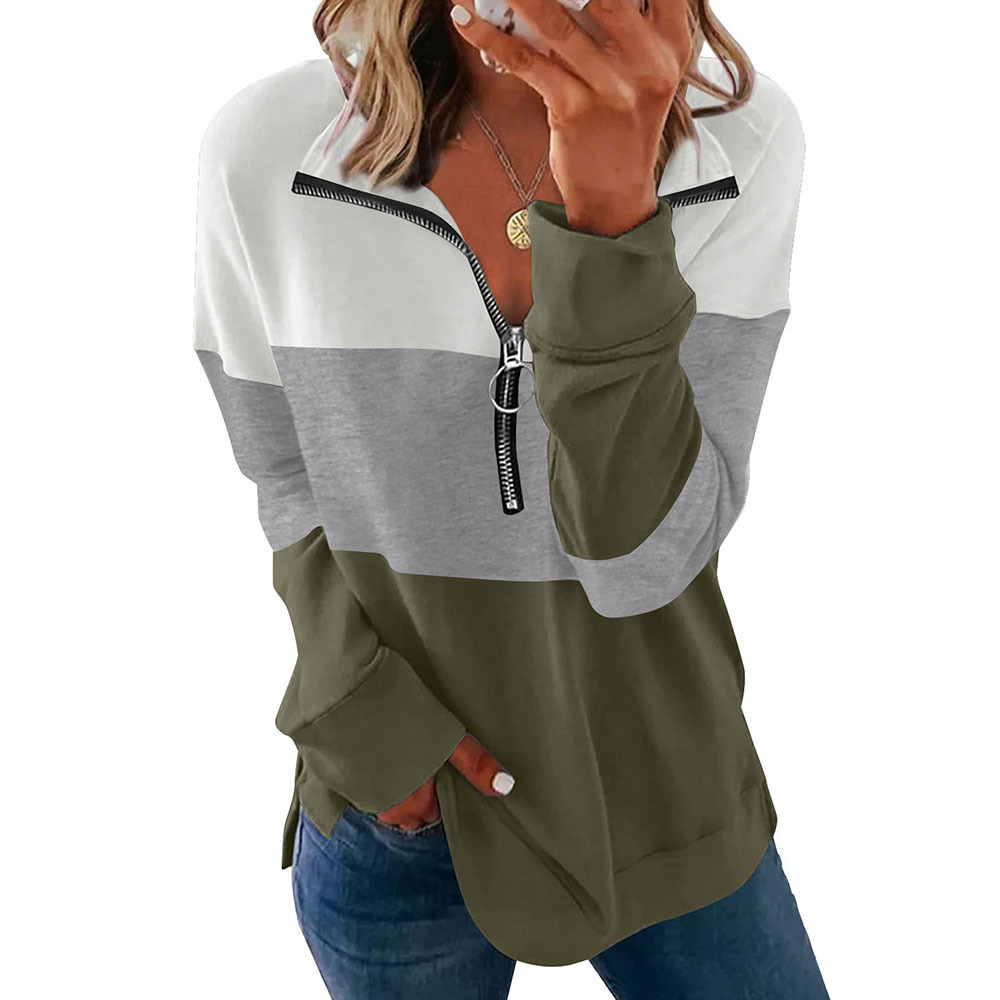 Colorblock Long Sleeve Leopard Print Loose Fit Pullover Hoodie