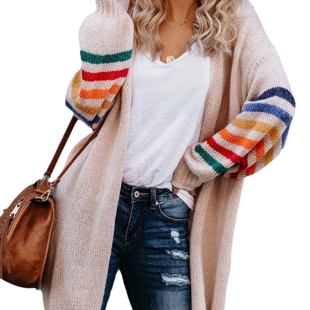 Women's Loose Knit Cardigan Sweater with Batwing Sleeves