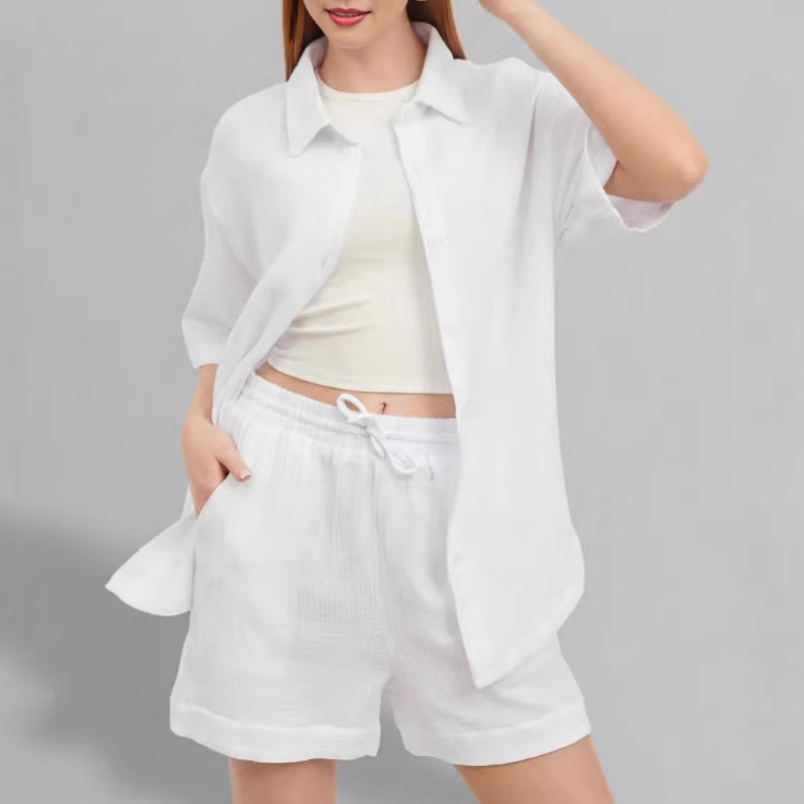 Women's Summer Beach Vacation Cardigan and Shorts Set Casual Elegant