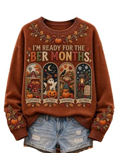 Evil Pumpkin Smiley Face Print Crewneck Long Sleeve Pullover Sweatshirt