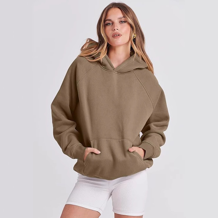 TUME Women's Hooded Pullover Sweatshirt Solid Color