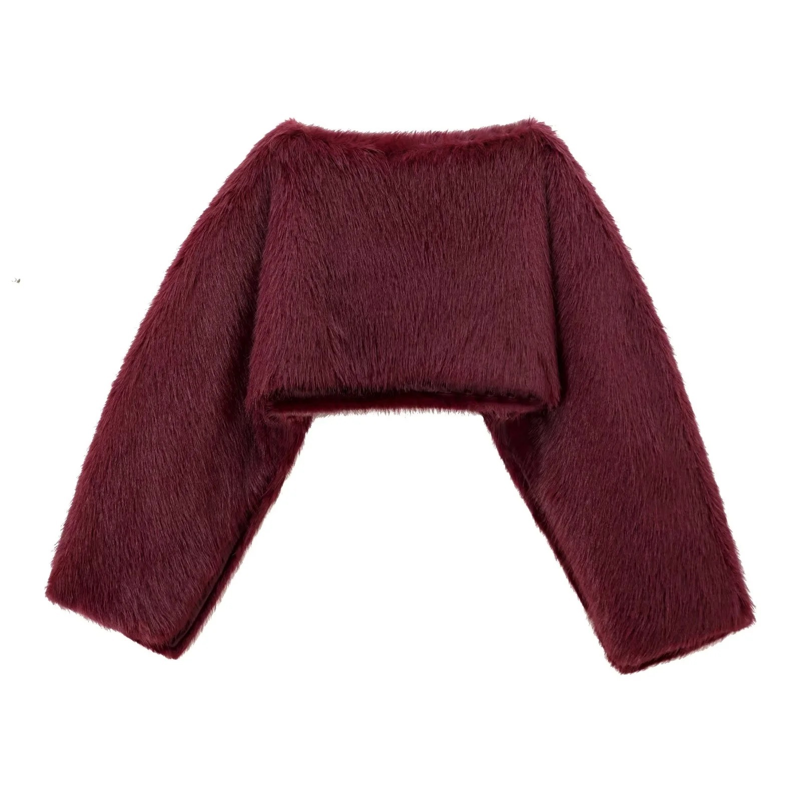Women's Faux Fur Short Pullover Top Crewneck