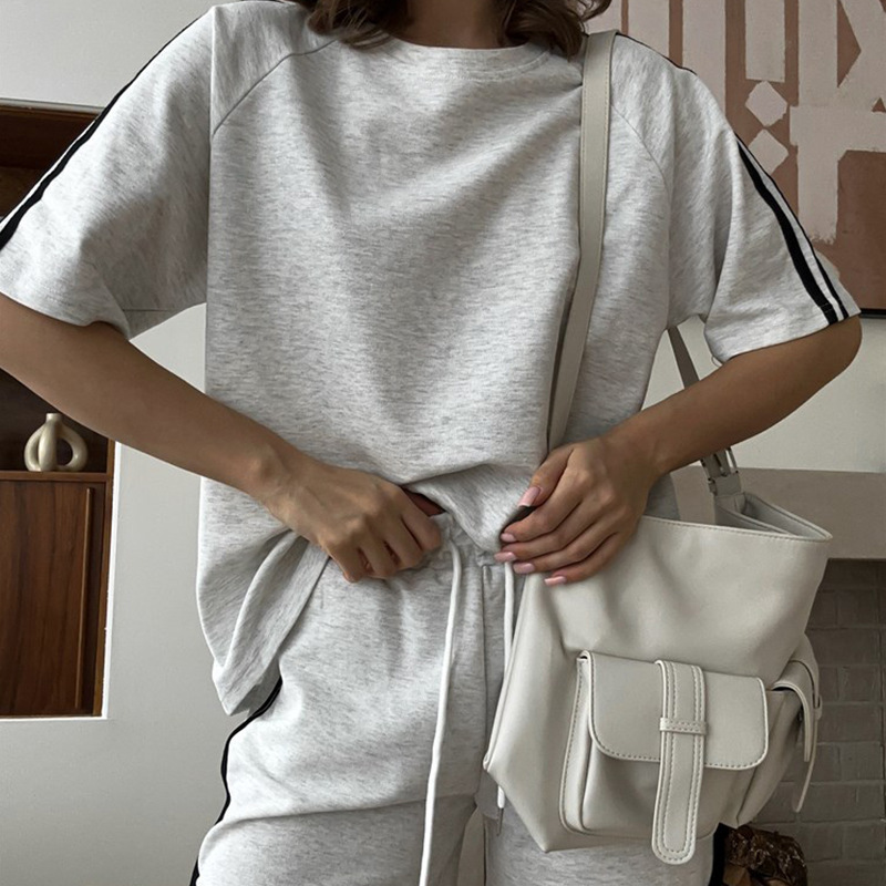 Women's Solid Crewneck Short Sleeve T-Shirt and Shorts Set