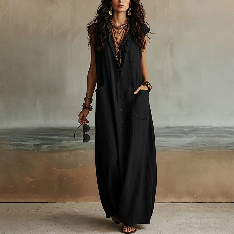 Women's Off-Shoulder Boho Shirt Dress Loose A-Line High Waist