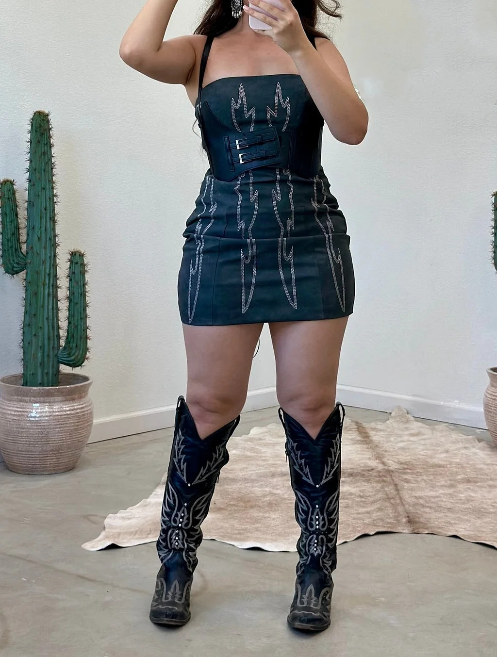 Faux Denim Print Strapless Bodycon Mini Dress