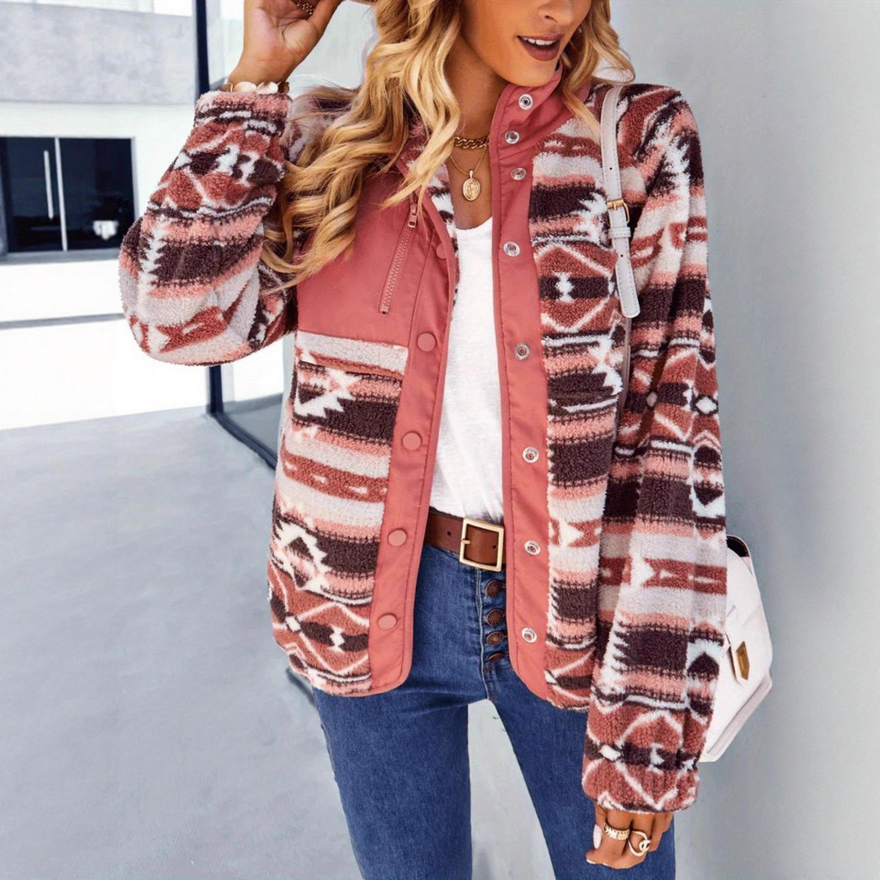 Women's Long Sleeve Printed Fleece Jacket