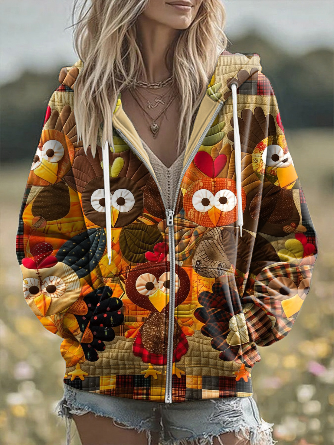 Women's Animal Skull Letter Plaid Print Hoodie