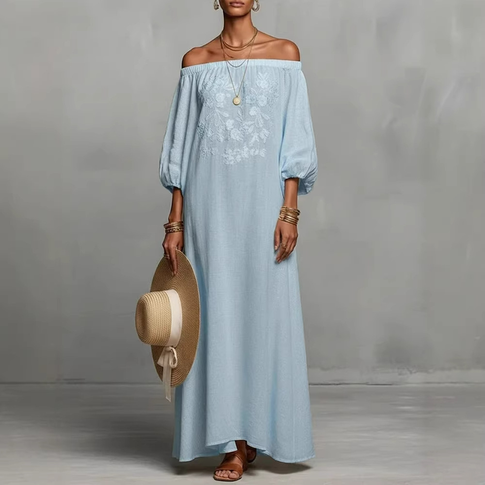 Floral Off-Shoulder A-Line Maxi Dress