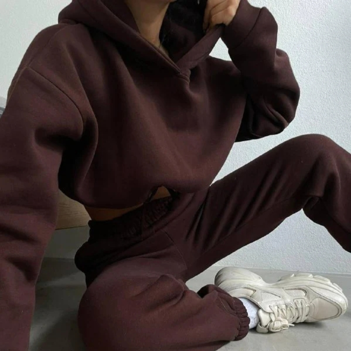 Women's Hooded Sweatshirt and Pants Two-Piece Set