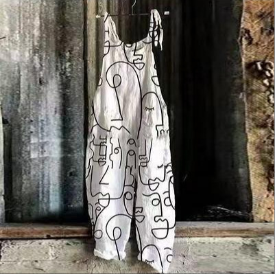 Sweet Floral Print Wide-Leg Sleeveless Jumpsuit