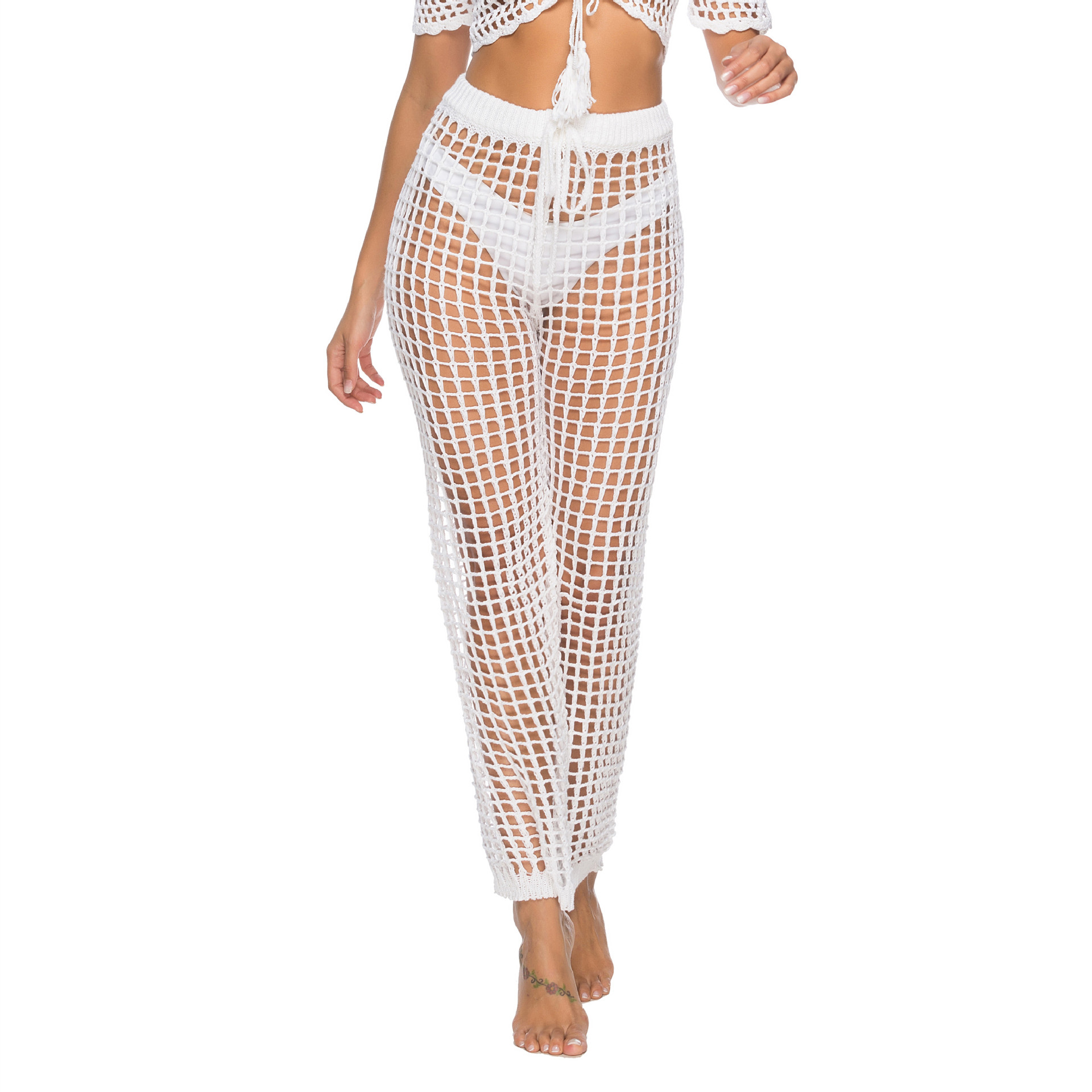 Sexy Cutout Knit Straight-Leg Pants for Women