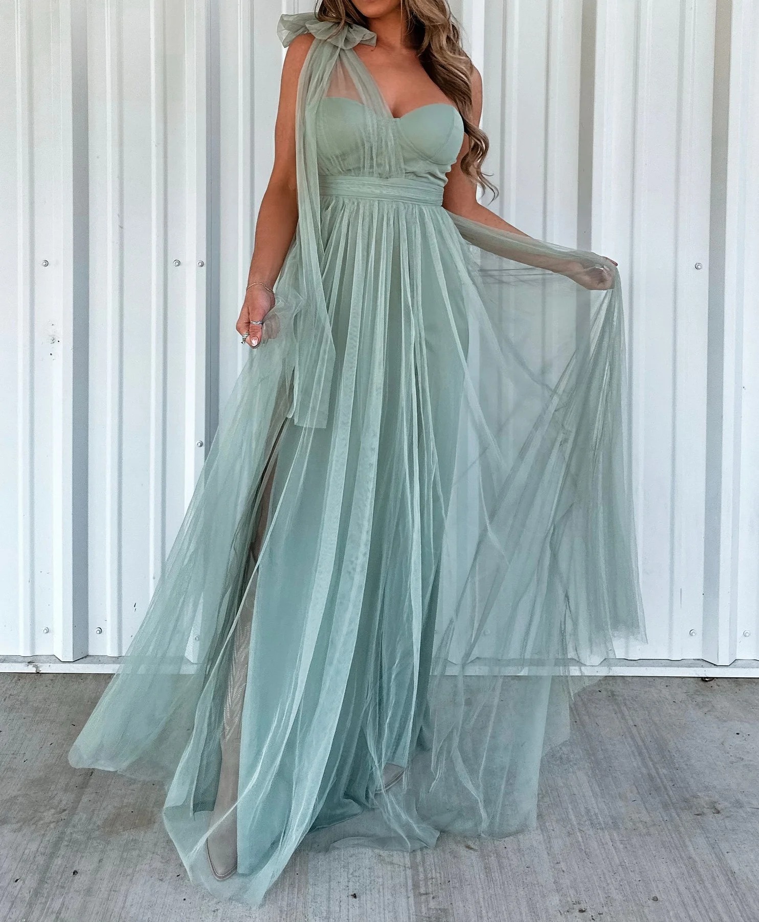 Mesh Panel Halter Maxi Dress with Open Back